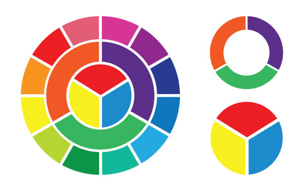 ilustrações, clipart, desenhos animados e ícones de um grupo de seleção de roda de cores - mixing abstract circle multi colored