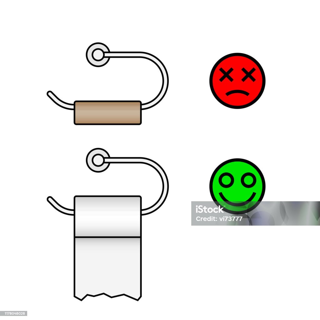 Full And Empty Toilet Paper Roll Vector Icons Stock Illustration