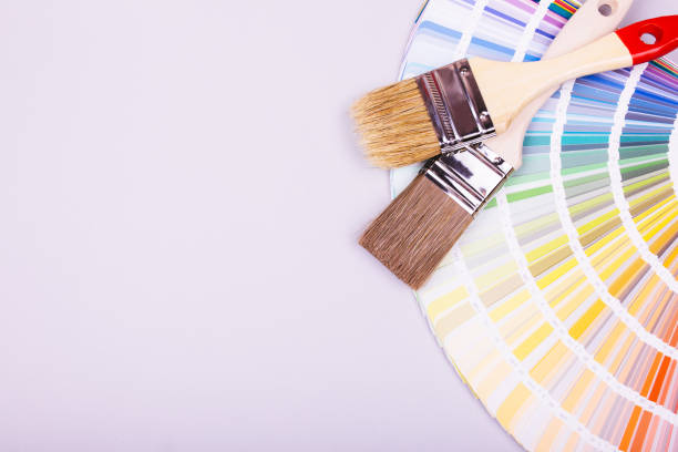 istock Two Brushs and color chart on the grey bachground. 1178048081