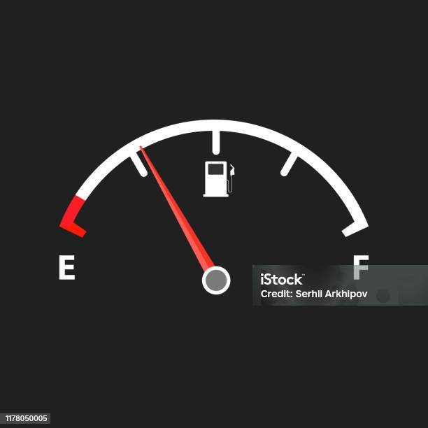 altijd Luchtpost krab Empty Fuel Meter Stock Illustration - Download Image Now - Fuel Gauge,  Fossil Fuel, Car - iStock