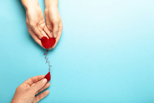 Blood donor. Hands with red heart and drop. Medical donation and blood transfusion Blood donor. Hands with red heart and drop. Medical donation and blood transfusion. blood bank stock pictures, royalty-free photos & images