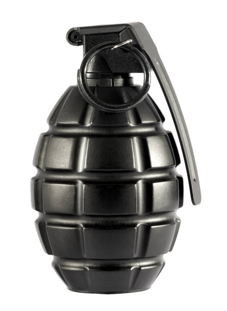 Close-Up Of Bomb Against White Background  hand grenade stock pictures, royalty-free photos & images