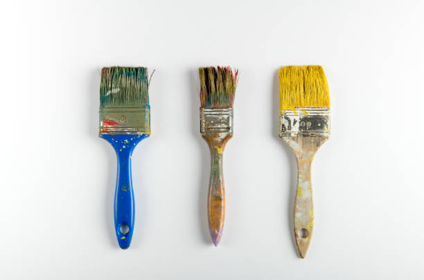 istock Directly Above Shot Of Paintbrushes On Gray Background 1178056175