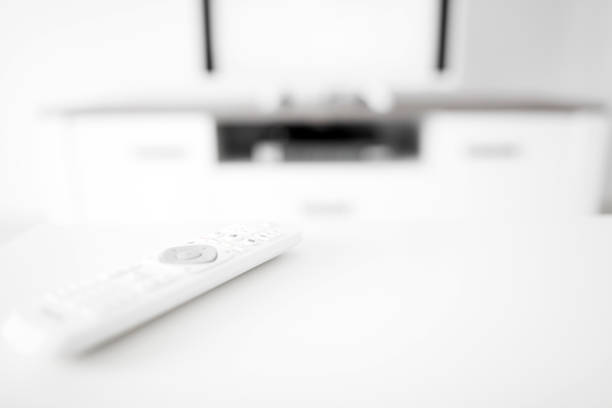 istock TV with white screen on a stand in the room. 1178060991