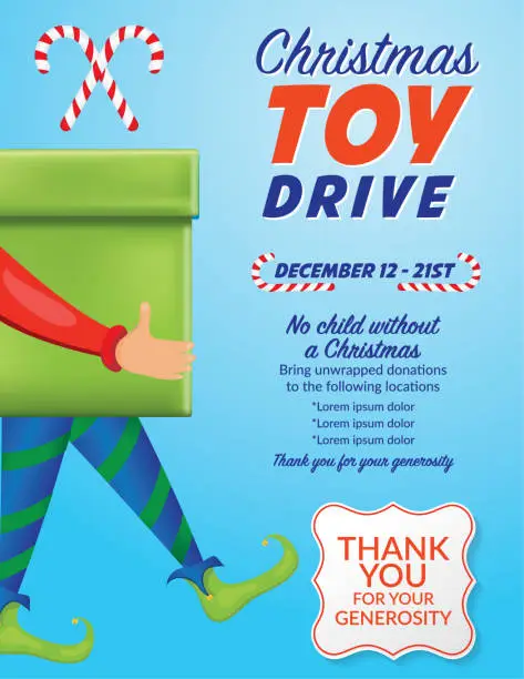 Vector illustration of Christmas Charity Toy Drive Poster Template