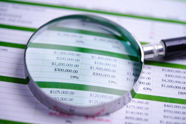 Spreadsheet table paper with pencil. Finance development, Banking Account, Statistics Investment Analytic research data economy, trading, Mobile office reporting Business company meeting concept.