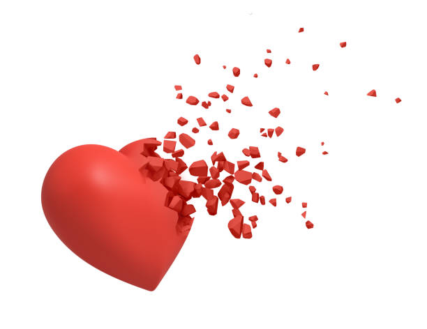 istock 3d rendering of red heart shattering into small pieces isolated on white background 1178072612