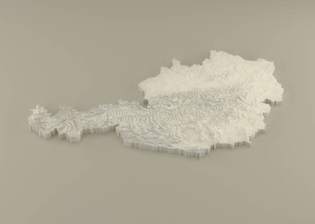 Extruded Marble 3D Map of Austria on light background stock photo