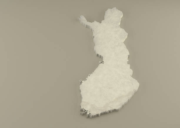Extruded Marble 3D Map of Finland on light background stock photo