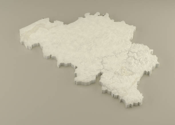 Extruded Marble 3D Map of Belgium on light background stock photo
