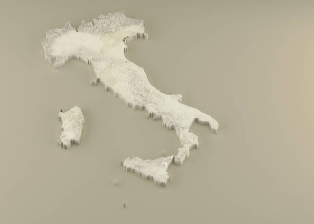 Extruded Marble 3D Map of Italy on light background stock photo