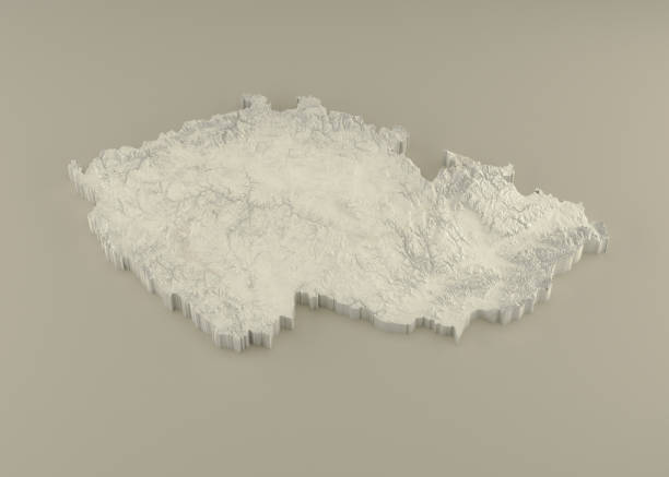 Extruded Marble 3D Map of Czechia on light background stock photo