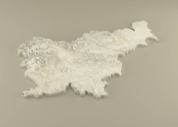 Extruded Marble 3D Map of Slovenia on light background stock photo