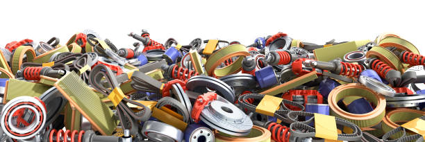 istock car parts lie on the floor as background 3d render on white 1178074723