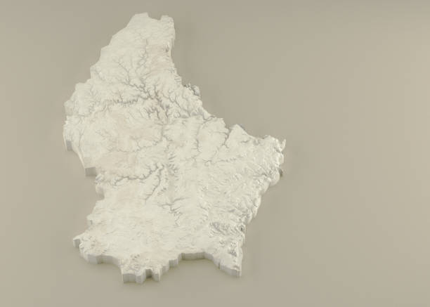 Extruded Marble 3D Map of Luxembourg on light background stock photo