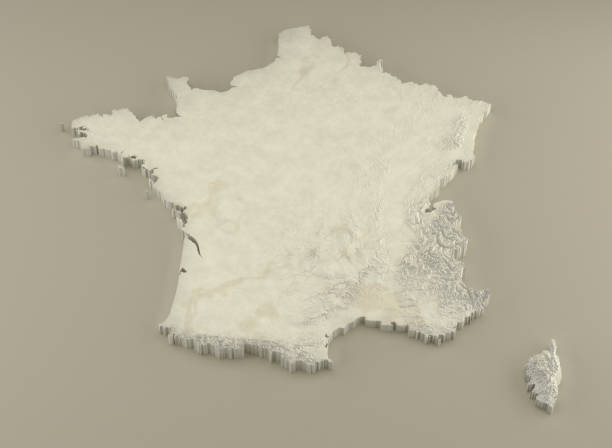 mappa 3d in marmo estruso della francia su sfondo chiaro - alpine upland foto e immagini stock