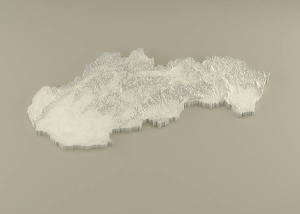 Extruded Marble 3D Map of Slovakia on light background stock photo