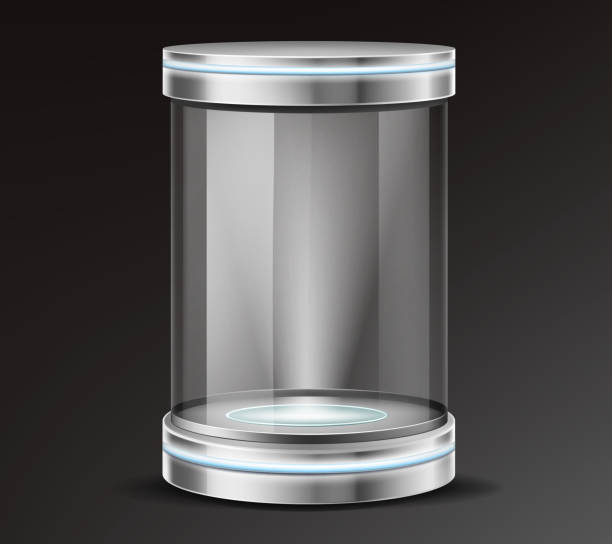 ilustrações, clipart, desenhos animados e ícones de recipiente de vidro da exposição de produto vetor realístico - cylinder box packaging three dimensional shape