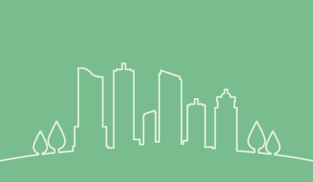Eco single Line Skyline New York City, North America, The Americas, USA, Urban Skyline new york skyline drawing stock illustrations