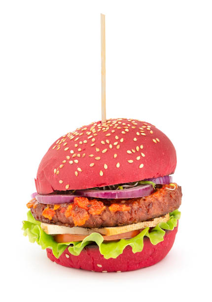 istock Vegan burger with red bread, tofu cheese and vegetables 1178083857
