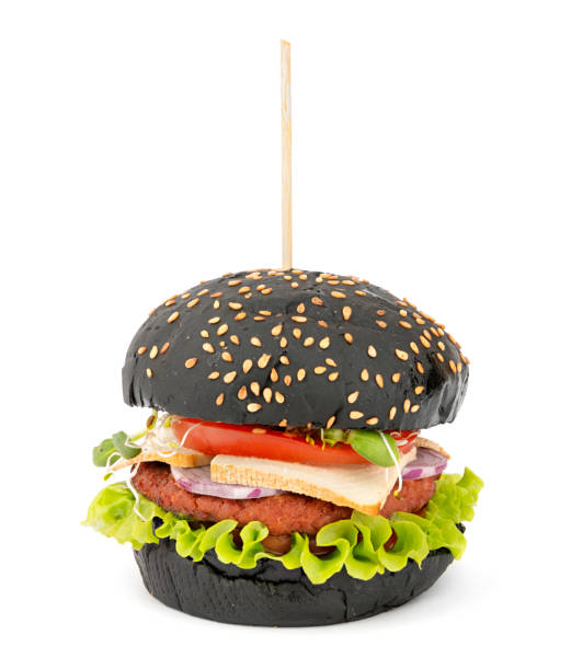 istock Vegan burger with black bread, tofu cheese and vegetables 1178084738