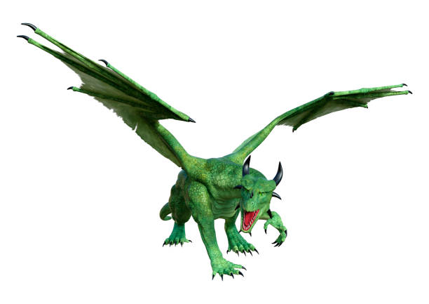 3D rendering of a fantasy dragon isolated on white background