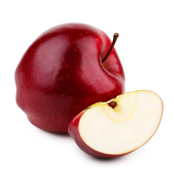 istock Red apple with apple half isolated on white background 1178088137