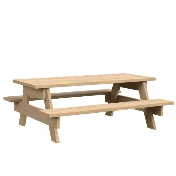 3D rendering illustration of a picnic table