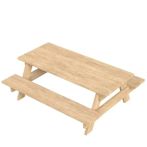 3D rendering illustration of a picnic table