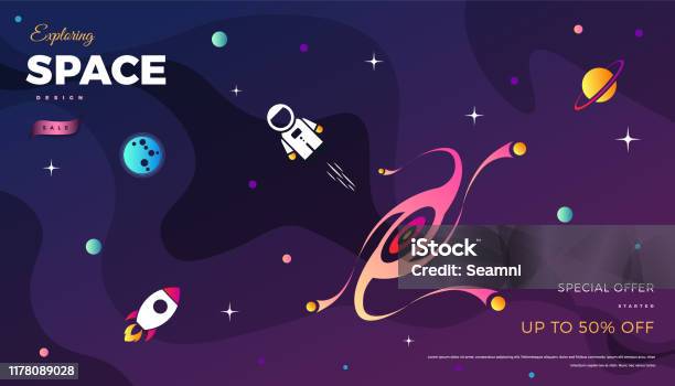 Space Exploration Background Design Modern Gradient Vector Template ...