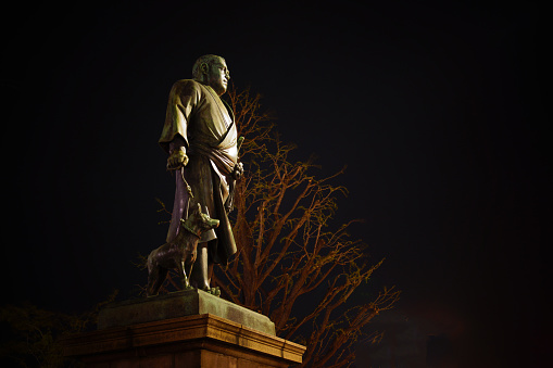 Bronze statue of Saigo Takamori. Shooting Location: Tokyo metropolitan area