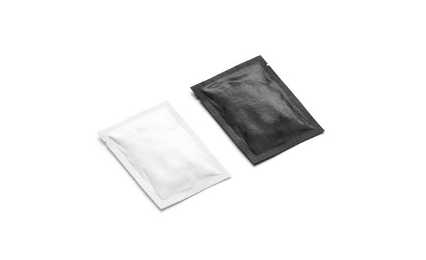istock Blank black and white sachet packet mock up, isolated 1178095095
