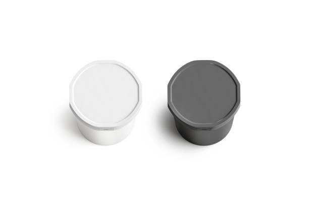 istock Blank black and white ice cream bucket round lid mockup, 1178096641