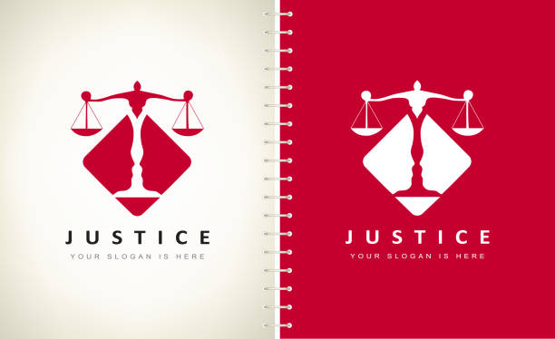 skalen des gerechtigkeitsvektordesigns. - justitia stock-grafiken, -clipart, -cartoons und -symbole