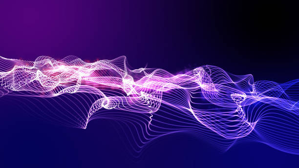 istock Digital cyber space particles neon light water wave flow 3D motion graphic background with copy space. Smart technology IOT of sci-fi future smart world power energy technology concept. 1178097587