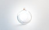 Blank glass christmas ball for tree mock up, isolated