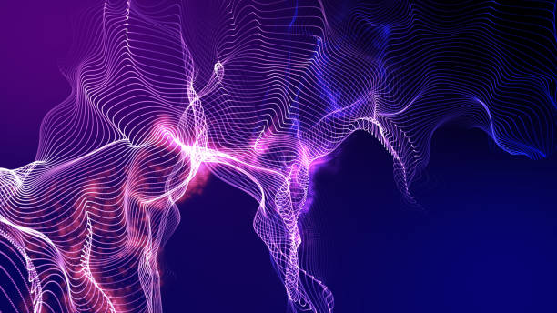 istock Digital cyber space particles neon light water wave flow 3D motion graphic background with copy space. Smart technology IOT of sci-fi future smart world power energy technology concept. 1178097597