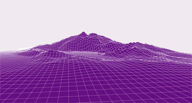 Vector illustration of Abstract vector landscape background. Cyberspace grid. 3d technology vector