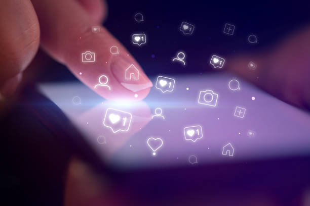 istock Finger touching phone with social media concept 1178098914