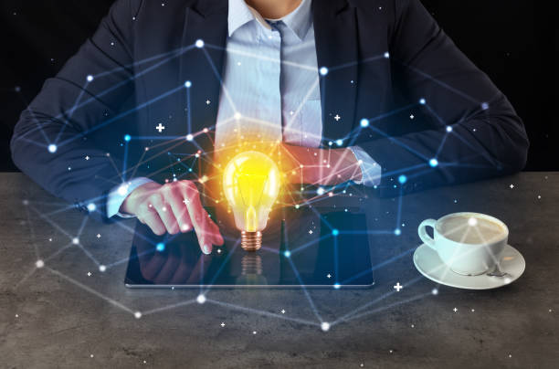 istock Business woman working on tablet with new idea concept 1178100466