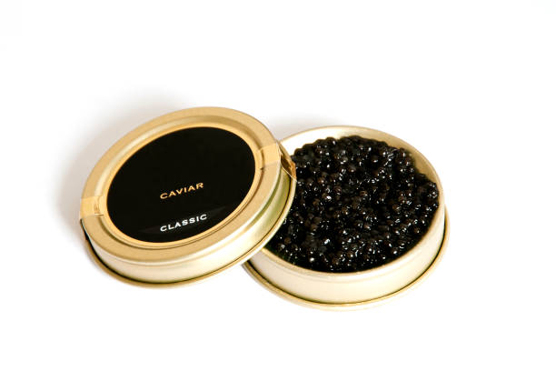 Caviar box Caviar box on white background caviar stock pictures, royalty-free photos & images