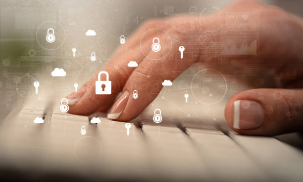 istock Hand typing on keyboard with secured concept around 1178101916