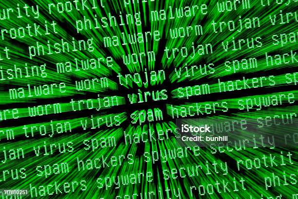 Seguridad De Internet Advertencias Sobre Verde Pantalla De Ordenador Foto de stock y más banco de imágenes de Seguridad de redes