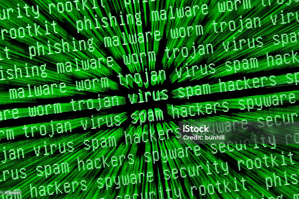 Avertissements de sécurité internet sur écran vert - Photo de Sécurité informatique libre de droits