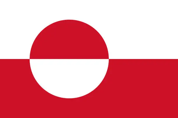 Vector illustration of Greenland flag. Official proportion. Correct colors. Vector