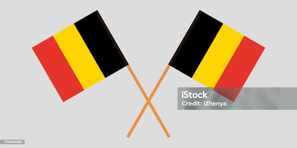 Belgium Crossed Belgian Flags Official Colors Correct Proportion Vector ...