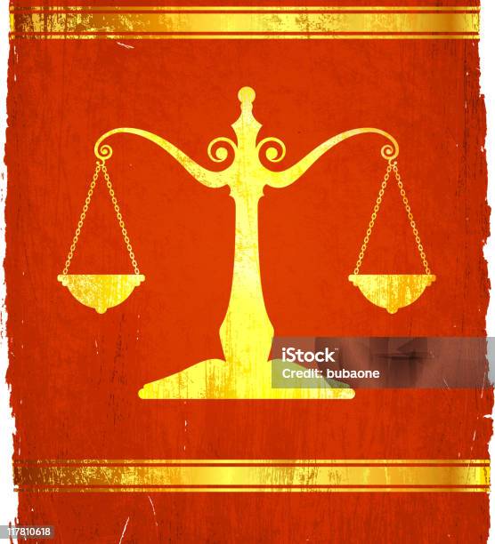 Scale Of Justice On Royalty Free Vector Background Stock Illustration - Download Image Now - Color Image, Damaged, Distressed - Photographic Effect