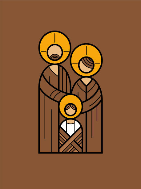 streszczenie święta rodzina kartka świąteczna - family abstract child religious icon stock illustrations