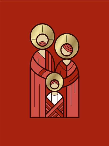 streszczenie święta rodzina kartka świąteczna - family abstract child religious icon stock illustrations