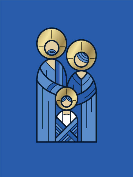 streszczenie święta rodzina kartka świąteczna - family abstract child religious icon stock illustrations